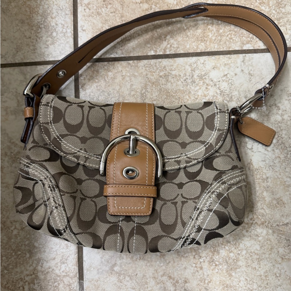 Coach Tan and Brown Mini Bag